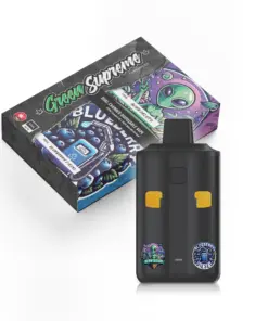 Switch between the creamy sweetness of Alien Gelato and the fruity fuel of Blueberry Diesel with Green Supreme’s trusted 6g dual chamber vape pen. Premium BC extracts, smooth performance, and two distinct strain experiences in one sleek device.