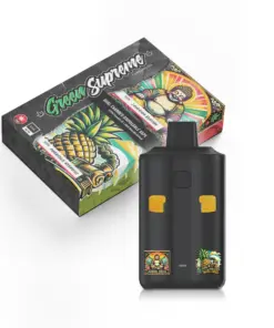 Double the tropical punch with Laughing Buddha and Pineapple Express. Green Supreme’s 6g dual chamber vape delivers fruity flavours and uplifting effects, crafted by one of BC’s most trusted extraction brands.