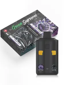 Experience the sweet, calming Purple Punch and the heavy-hitting Death Tuna in one dual chamber device. The Green Supreme 6g Vape Pen combines premium BC extracts, reliable performance, and pure flavour for a balanced, potent experience.