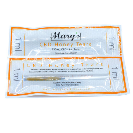 All-natural Mary’s CBD Honey Tears with 250mg CBD per syringe. Easy-to-use, versatile, and perfect for daily wellness routines.