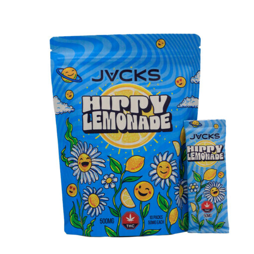 Refresh your session with JACKS Hippy Lemonade THC Drink Mix. Each pack includes 10 sachets at 10mg THC each (100mg total) with a fast-acting onset in just 10–15 minutes.
