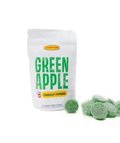 Crisp Green Apple OneStop Gummies with 500mg THC per bag. Each pack comes with 10 gummies at 50mg each, offering a simple, tasty, and affordable edible experience.