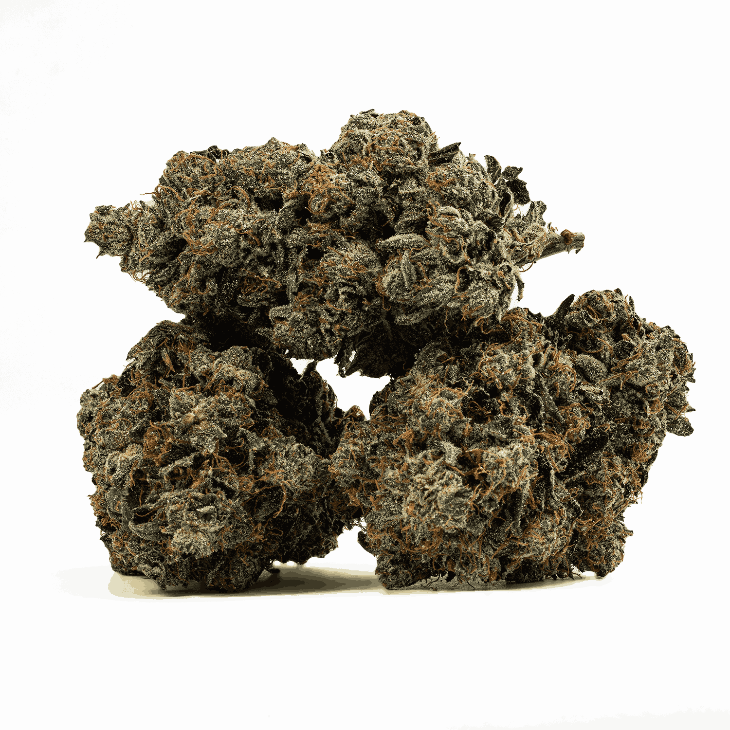 Pink Death Star is a rare, pure indica powerhouse born from Death Star and Blood Rose. Its dense, frosty buds shimmer with pink hues and amber hairs, releasing bold diesel and earthy spice aromas. Each inhale delivers notes of sweet berries and warm cinnamon with a rich diesel finish.
