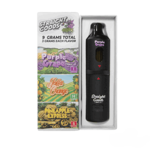 ALL NEW 3 Gram + 3 Gram + 3 Gram Triple Chamber Vapes by Straight Goods Supply Co. Our classic blend of 95% solvent-less Delta-9 THC Distillate and 5% Organic Terpenes available in 8 new craft flavors that’ll knock your socks right off!