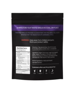 Twisted Extracts - Blueberry Blast delivers a mouth-watering burst of sour blueberry flavor wrapped around a heavy-hitting 1200mg of full-spectrum indica THC - meticulously divided into 12 x 100mg gummies for accurate, controlled dosing.