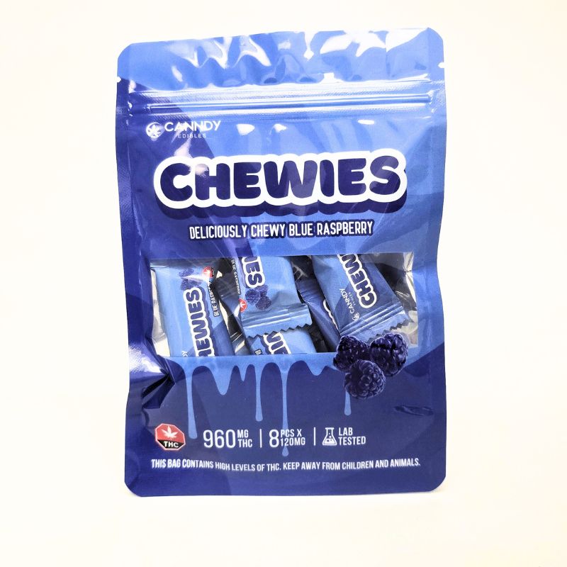 Deliciously chewy blue raspberry canddy, made with the best ingredients, with 8 candies in a pack, 120mg THC each.