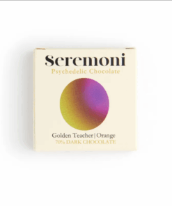 Seremoni’s Orange Psilocybin Chocolate Bar blends premium organic cocoa with bright citrus and 1g of Golden Teacher mushrooms. This 50g tempered bar is great for precise dosing. Rich, slightly bitter chocolate meets warm, aromatic orange notes for a refined, flavourful way to enjoy psilocybin with friends.