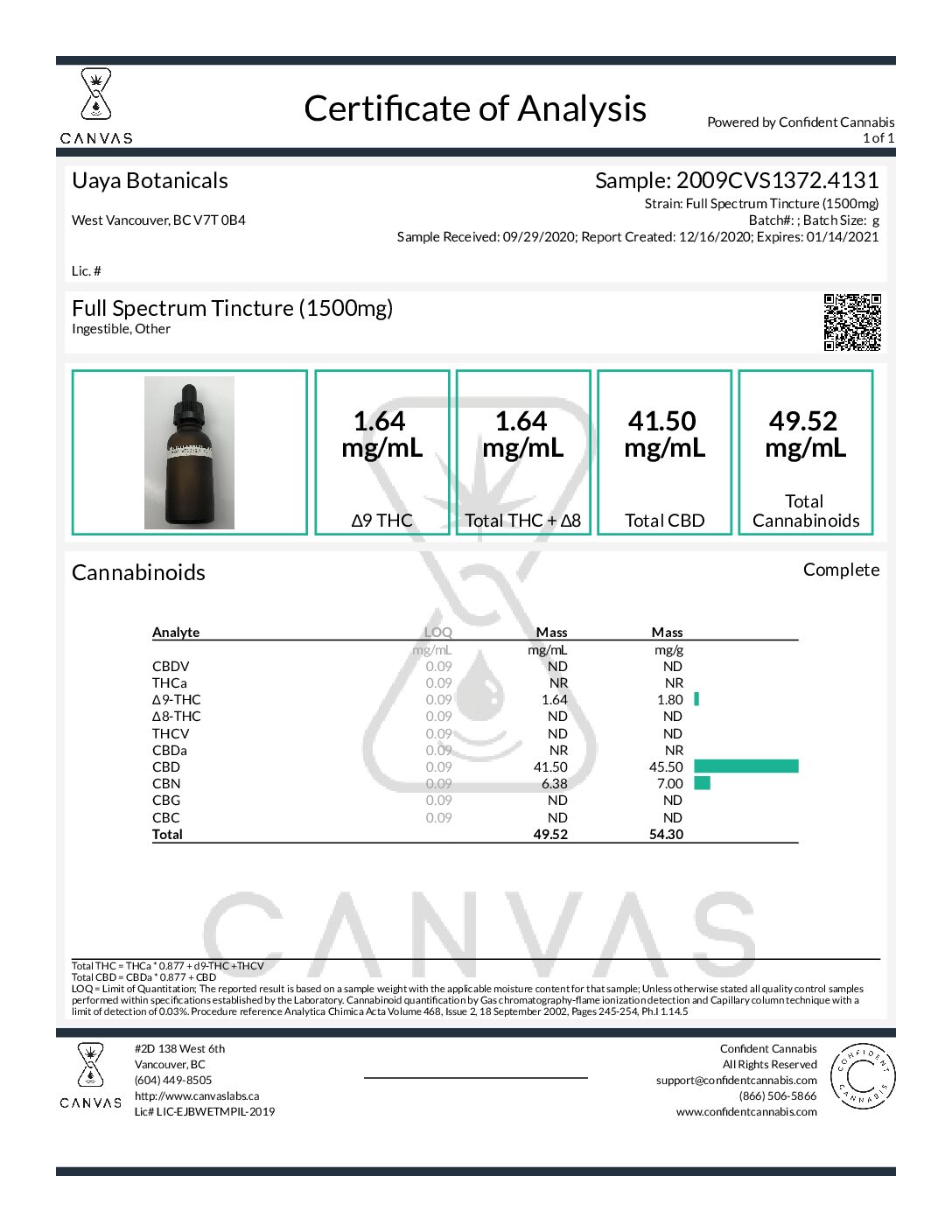 UAYA Tinctures 1500mg - CBD Full Spectrum - Image 2