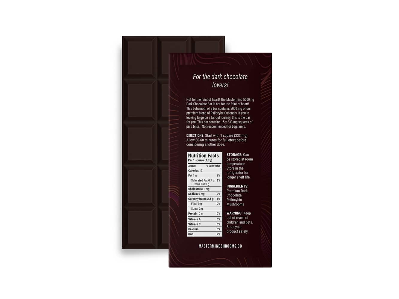 Mastermind - Funghi Chocolate Bar (5000mg) - Dark Chocolate - Image 2