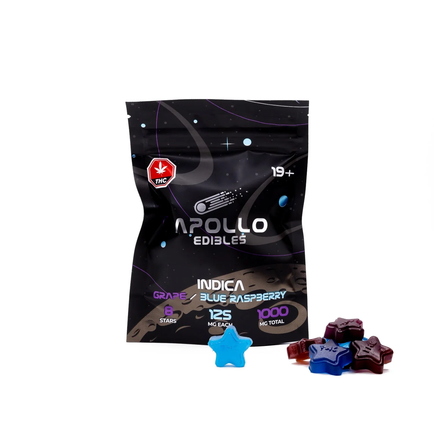 Apollo - Shooting Star Gummies (1000mg) - Grape / Blue Raspberry (Indica)