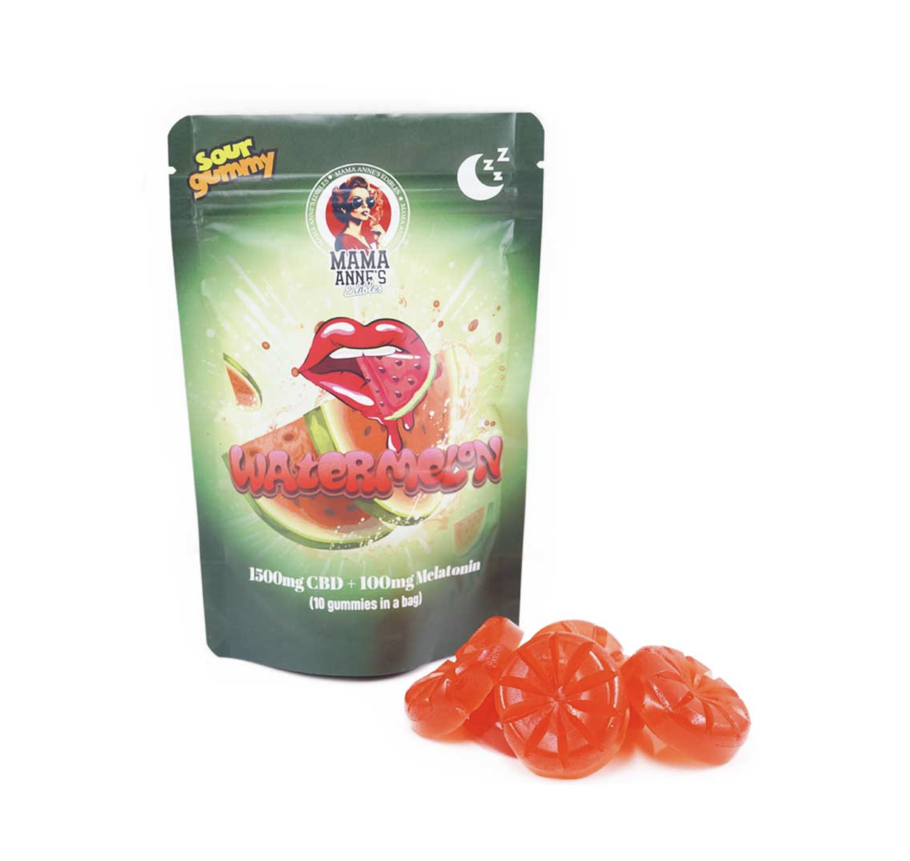 Mama Anne's Edibles 1500mg - Watermelon Sleep Gummy (CBD + Melatonin) - Image 2