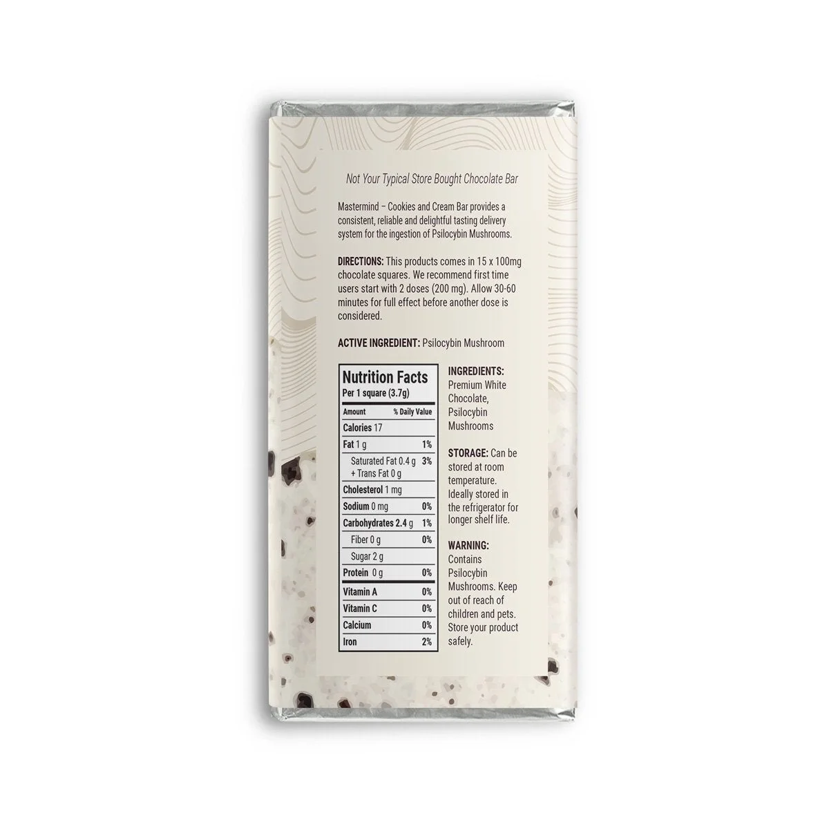 Mastermind - Funghi Chocolate Bar (1500mg) - Cookies & Cream - Image 2