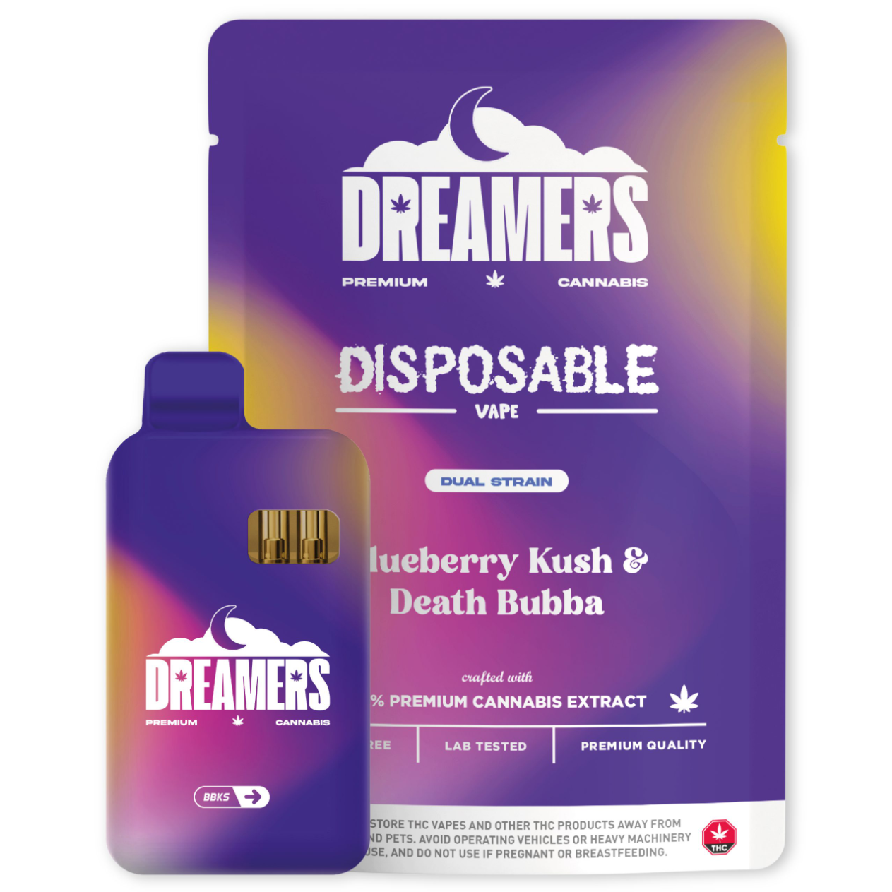 Dreamers 6g Dual Vapes - Blueberry Kush + Death Bubba - Image 2