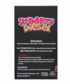 Alternative view of Burn Disposable Vape (2g) - Strawberry Sour Diesel (Hybrid)