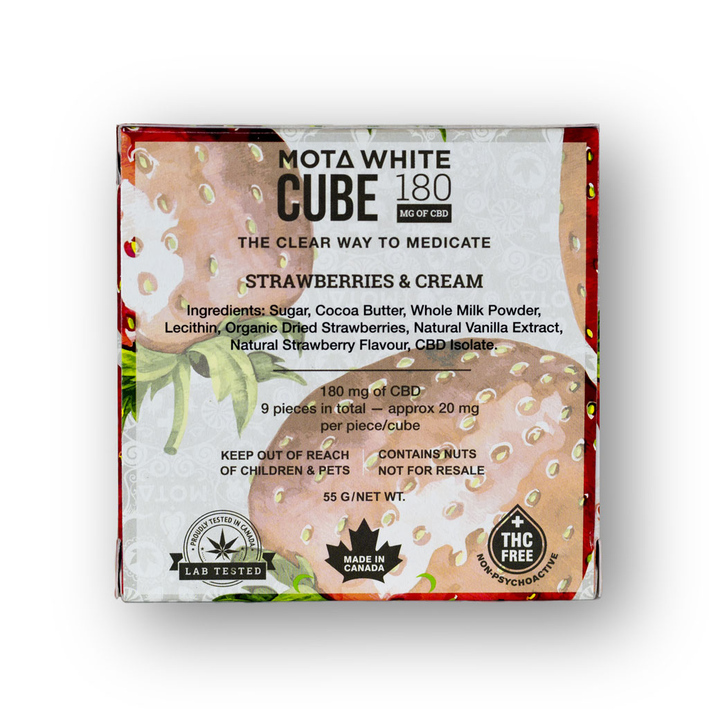 Mota - CBD Strawberries and Cream White Chocolate Cube 180mg - Image 2